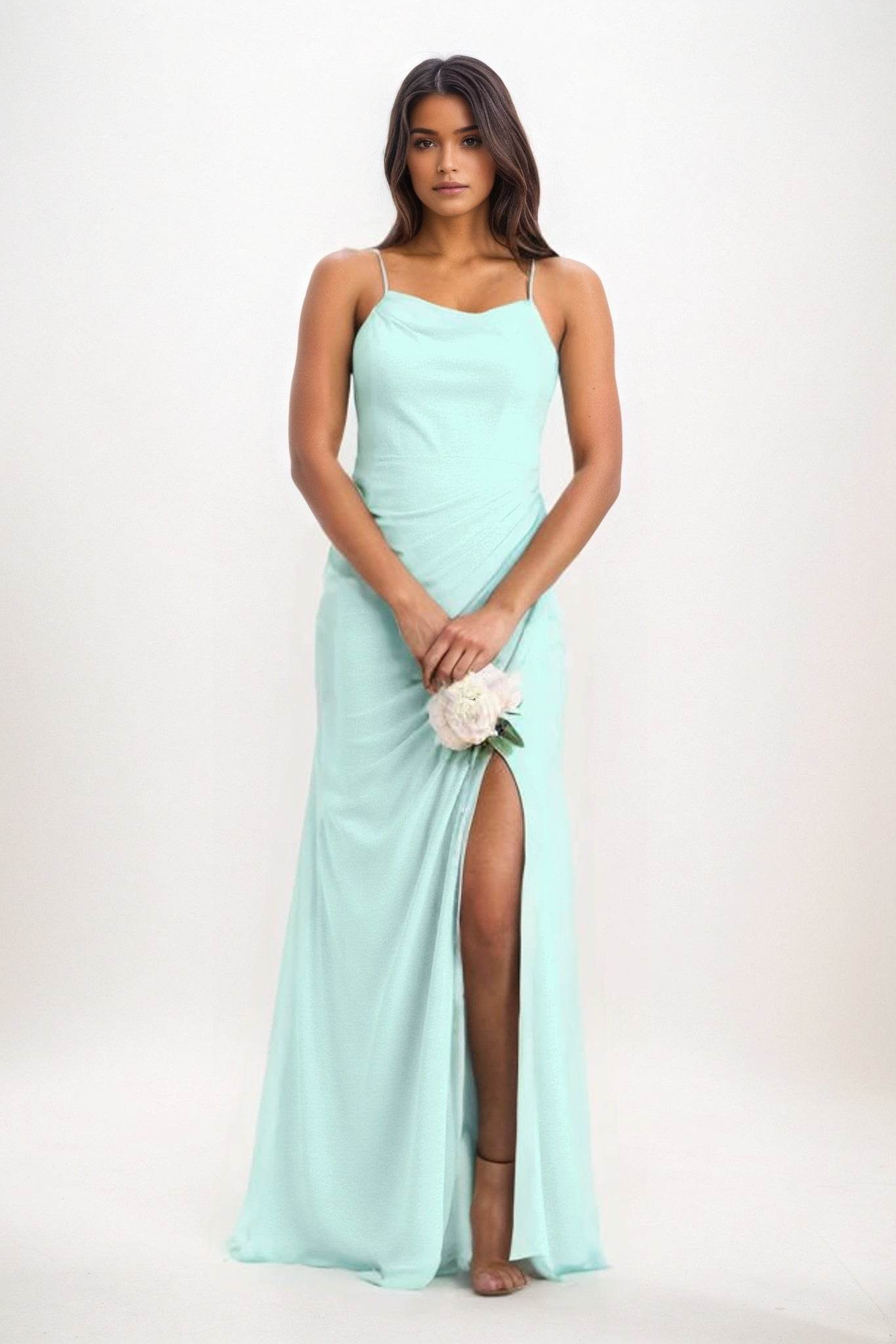 Sheath-Column Maxi Chiffon Bridesmaid Dress CB0827 - COCOMELODY